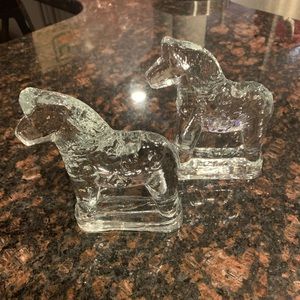 Swedish Scandinavian Lindshammar Glass Dala Horse (pair)
